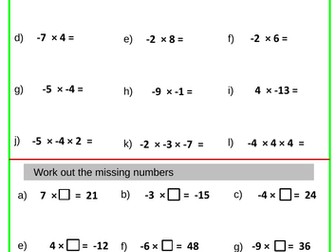 Multiplication and Division Integers with Answers
