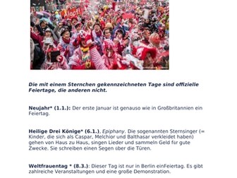 German Festivals and Traditions for A Level