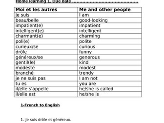 Module 1 Edexcel French Homelearning GCSE