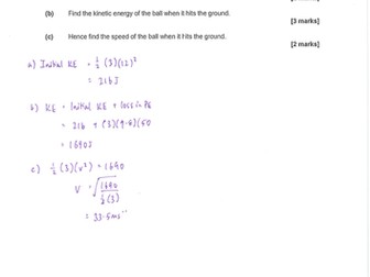 Work, Energy and Power exam questions (+Solutions)