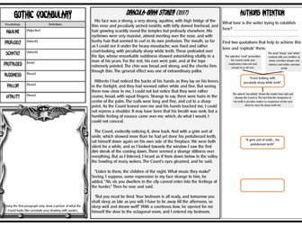 Dracula by Bram Stoker - Reading Comprehension Worksheet.