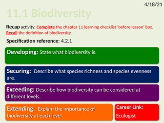 OCR Biology A- Chapter 11 Biodiversity