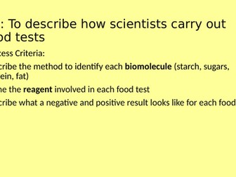 Food tests - Nutrition and Digestion