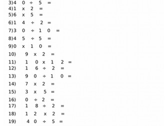 Multiply and divide by 2 5 and 10