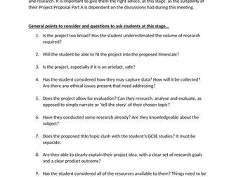 EPQ guidance for stages of AQA Projects