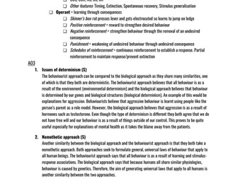 Outline and compare the behaviourist approach with the biological approach (16) Essay