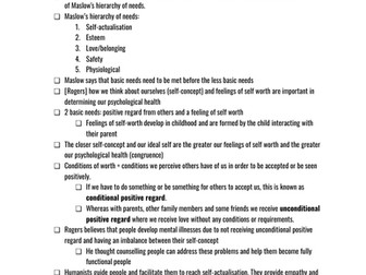 Humanistic Approach Essay Plan