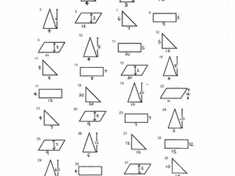 Area rectangle parallelogram triangle dot-to-dot