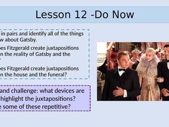 AQA Literature and Language A Level - Gatsby SOW