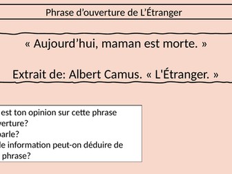 L'étranger - Chapter 1 Part 1