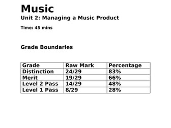 Unit 2: Managing a Music Product BTEC Music Assessment