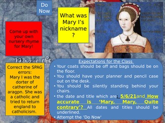 KS3 Mary Mary quite contrary with assessment