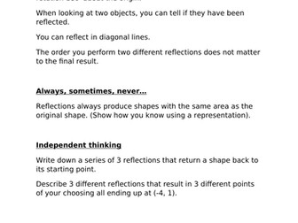 Maths Reflection Probing Questions