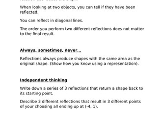 Maths Reflection Probing Questions