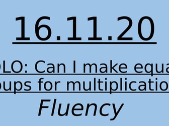 Year 3 maths sequence. Equal Groups