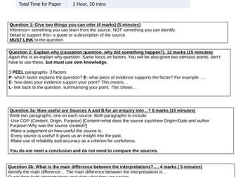 GCSE Edexcel History Paper 3 Crib Sheet