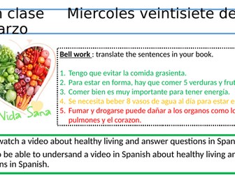 Year 10- La vida sana Video + questions