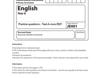 Edexcel iPrimary English Practice Paper 2021