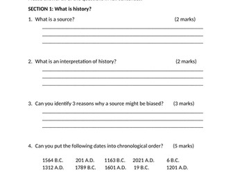 BASELINE ASSESSMENT IN HISTORY FOR YEAR 6-7 TRANSITION