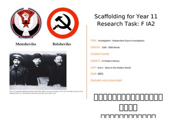 Modern History - Russian Revolution - Research task scaffolding booklet