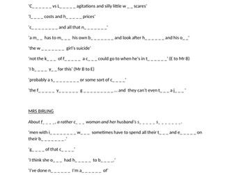 An Inspector Calls - Fill in gap Quotes (cloze activity)