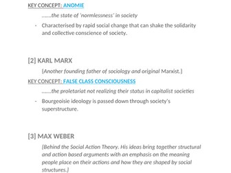 AQA Sociology A-Level: key sociologists