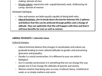 Liberal, Marxist and Dual-Systems Feminism
