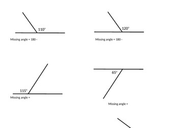 Angles on a straight line worksheet differentiated