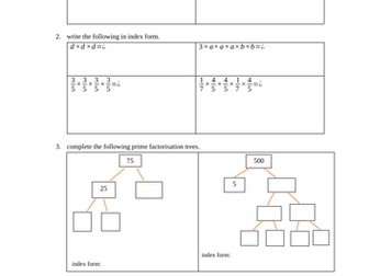Year 9 Algebra Revision (with Answers)