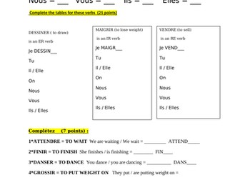 Test on ER IR RE verb patterns