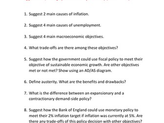 Quizzes Macroeconomic Policy