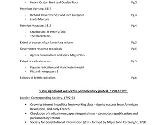 Edexcel A-Level History Protest, Agitation and Parliamentary Reform in Britain REVISED AND COMPLETED