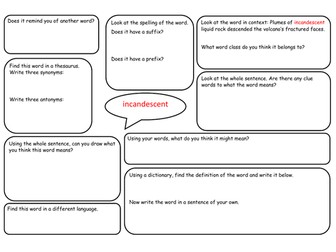 Using words in context year 5/6 guided reading word mat