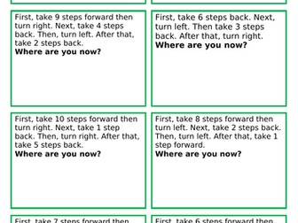 Position, direction and movement cards Year 2