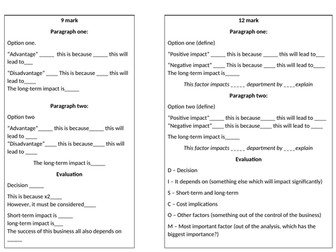 Exam structure 9 and 12 mark (AQA Business GCSE 9-1)