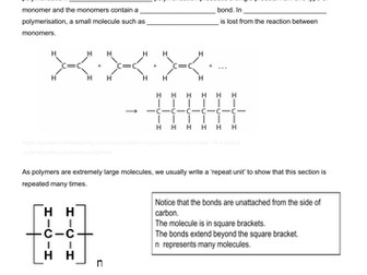 Addition polymerisation worksheet and answer key