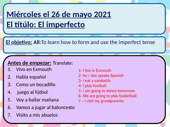 The imperfect Tense Spanish