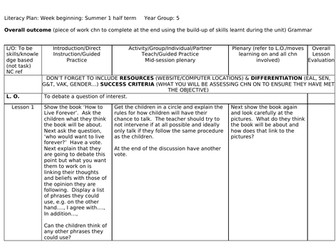 How to Live Forever English Plan Year 5