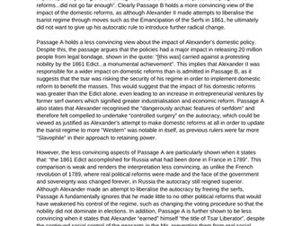 Ex. Alexander II essay. A-level History