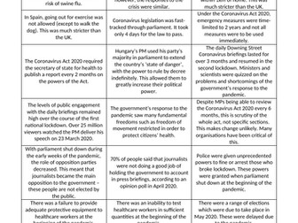 A Level Politics Taster Session for KS4 - Handling of COVID-19 undermined Democracy