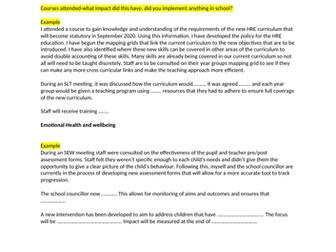 PSHE governors report example/template