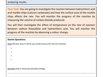 Edexcel CC14 Core Practical Revision- Investigating Reaction Rates