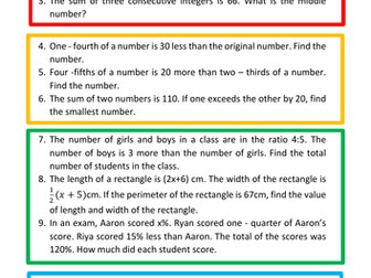 Forming and Solving Linear equations