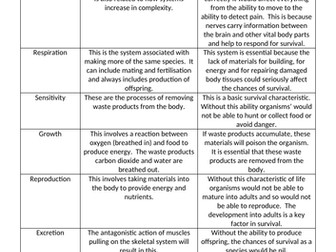 Life processes match up