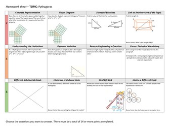 Homework grid/sheet - Pythagoras