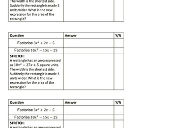 Factorising Quadratics when a>1 Lesson