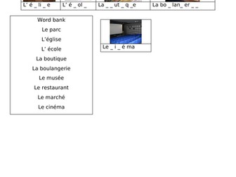 French Differentiated Worksheet for Naming Buildings