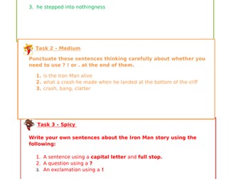 SPAG Basic Punctuation Activity The Iron Man