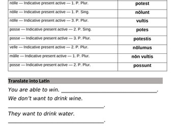 Latin | Irregular verbs | Practice questions