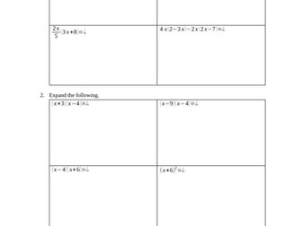 Year 10 Quadratic Equations Revision